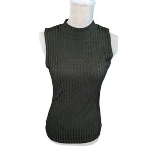 Cotton On Sweater Tank Top Women's Medium Hunter Green Mock Neck Ribbed light